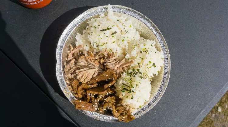 Half and half plate from The Salty Pineapple food truck