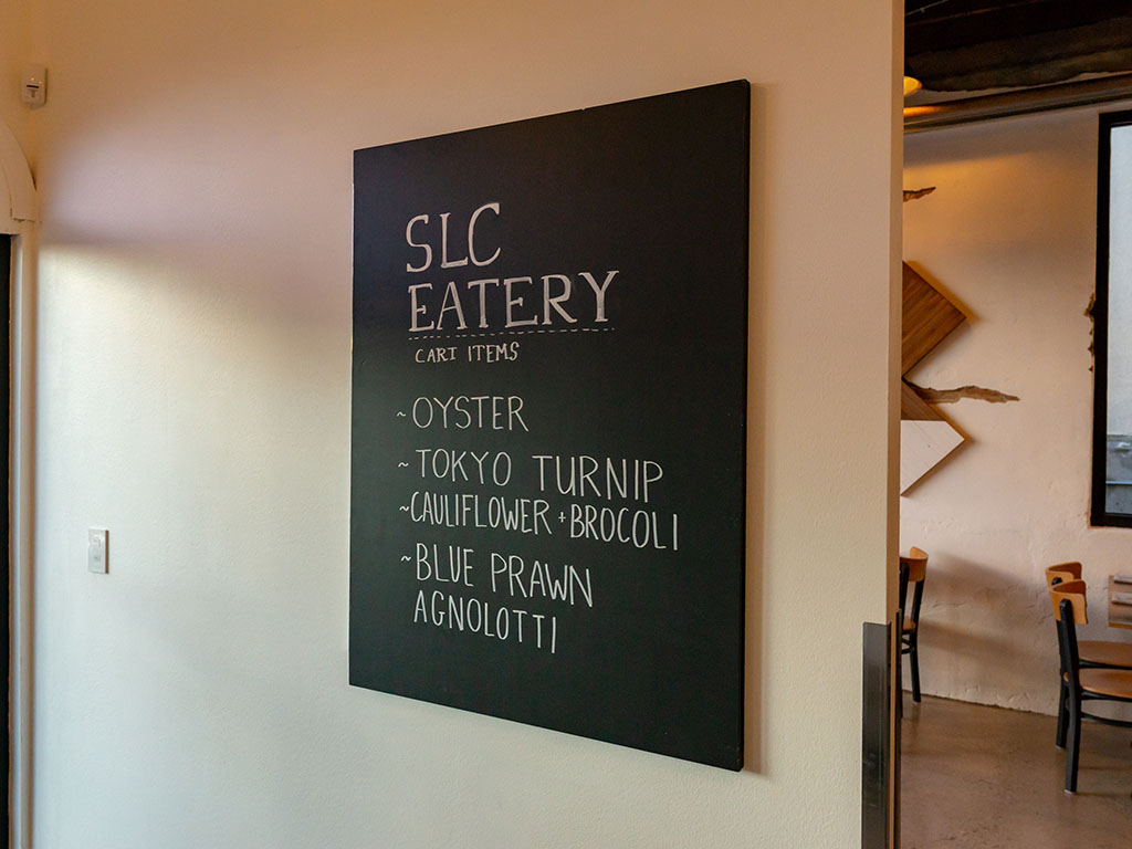 SLC Eatery - todays cart specials outlined as you walk in
